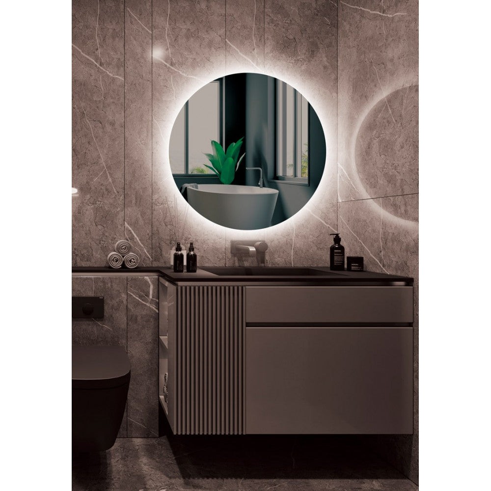 Specchio da Bagno Illuminato "Lisboa" Ø80Cm Bianco Freddo Specchio da Bagno Illuminato "Lisboa" Ø80Cm Bianco Freddo