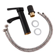 Rubinetto per lavabo Ottone/zinco, nero, acqua calda-fredda