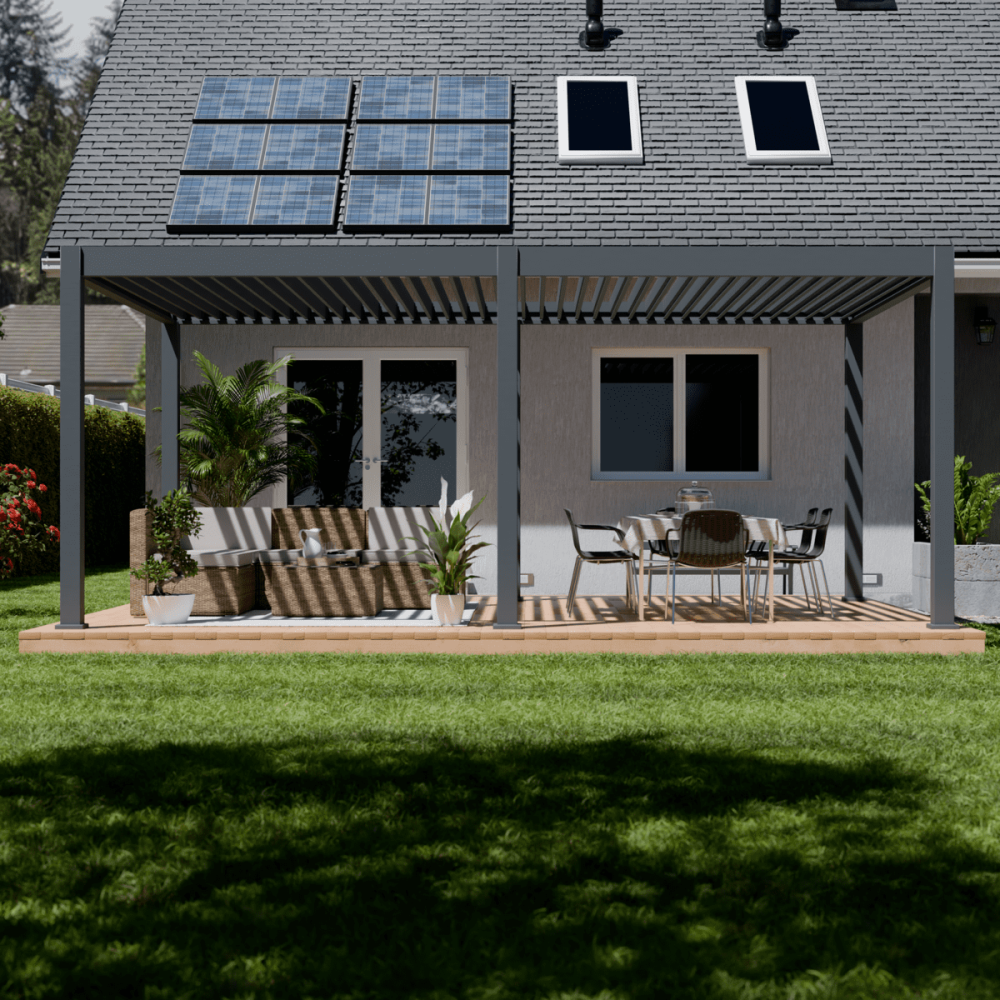 Pergola bioclimatica Ombréa autoportante Motorizzata 4x6M - Pergola bioclimatica Ombréa autoportante Motorizzata 4x6M -
