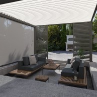 Pergola bioclimatica Ombréa autoportante 4x4M - Antracite/bianco