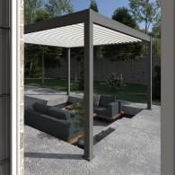 Pergola bioclimatica Ombréa autoportante 4x4M - Antracite/bianco