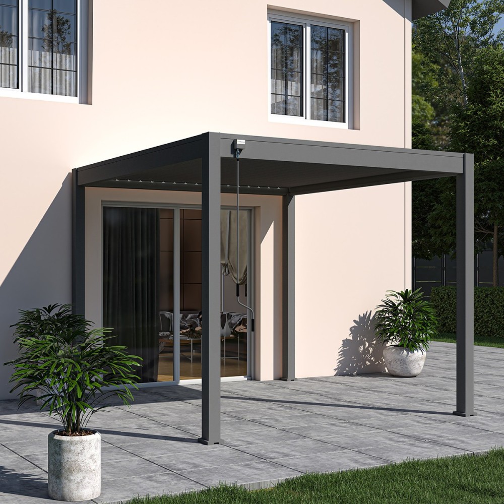 Pergola bioclimatica Ombréa autoportante 3x3M - Antracite Pergola bioclimatica Ombréa autoportante 3x3M - Antracite