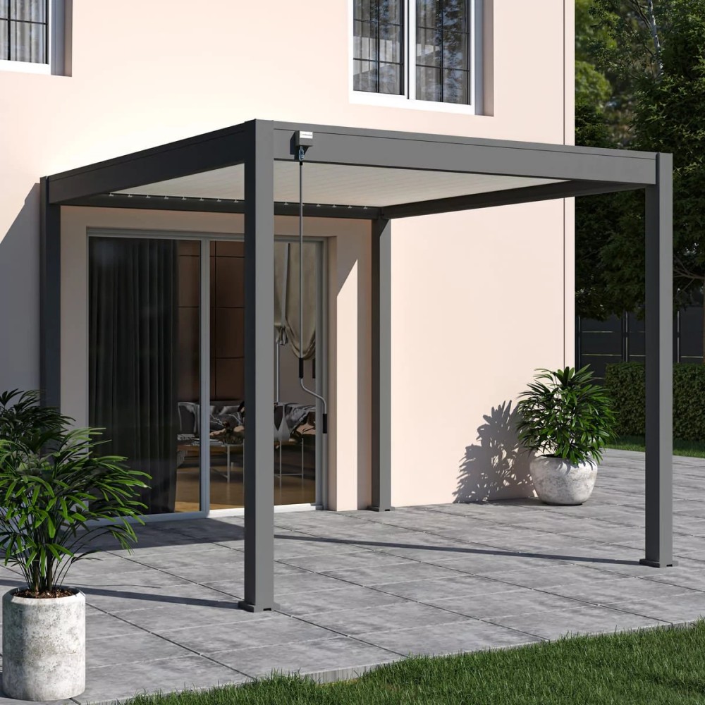 Pergola bioclimatica Ombréa autoportante 3x3M - Antracite/Bianco Pergola bioclimatica Ombréa autoportante 3x3M - Antracite/Bianco