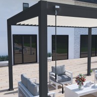 Pergola bioclimatica Ombréa autoportante 3x4M - Nero e lamelle