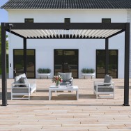 Pergola bioclimatica Ombréa autoportante 3x4M - Nero e lamelle