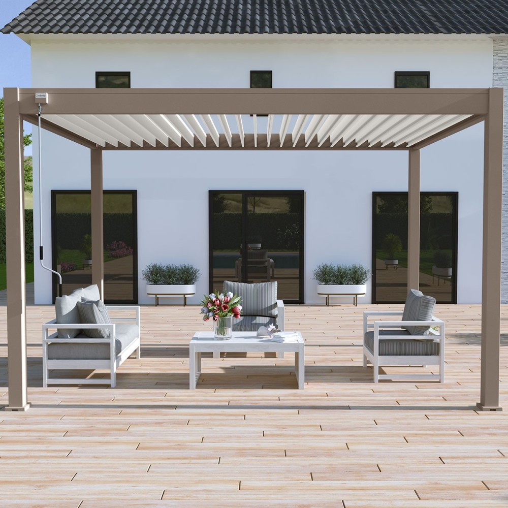 Pergola bioclimatica Ombréa autoportante 3x4M - Talpa/bianco Pergola bioclimatica Ombréa autoportante 3x4M - Talpa/bianco