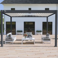 Pergola bioclimatica Ombréa autoportante 3x4M - Antracite/bianco