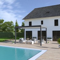 Pergola bioclimatica Ombréa autoportante 3x4M - Antracite/bianco