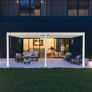 Pergola bioclimatica Ombréa addossata 4x6M - Bianco - Versione 2