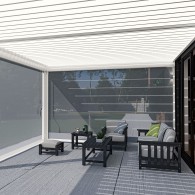 Pergola bioclimatica Ombréa addossata 4x6M - Bianco - Versione 2