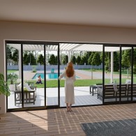 Pergola bioclimatica Ombréa addossata 4x6M - Bianco - Versione 2