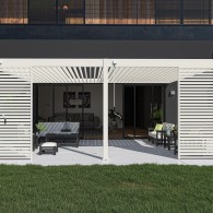 Pergola bioclimatica Ombréa addossata 4x6M - Bianco - Versione 2