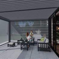 Pergola bioclimatica Ombréa addossata 4x6M - Antracite -