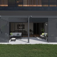 Pergola bioclimatica Ombréa addossata 4x6M - Antracite -