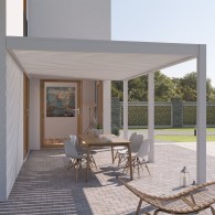 Pergola bioclimatica Ombréa VS addossata 3x6M - Beige sabbia -