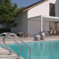Pergola bioclimatica Ombréa addossata 3x6M - Bianco - Versione 2