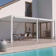 Pergola bioclimatica Ombréa addossata 3x6M - Bianco - Versione 2
