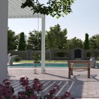 Pergola bioclimatica Ombréa addossata 3x6M - Bianco - Versione 2