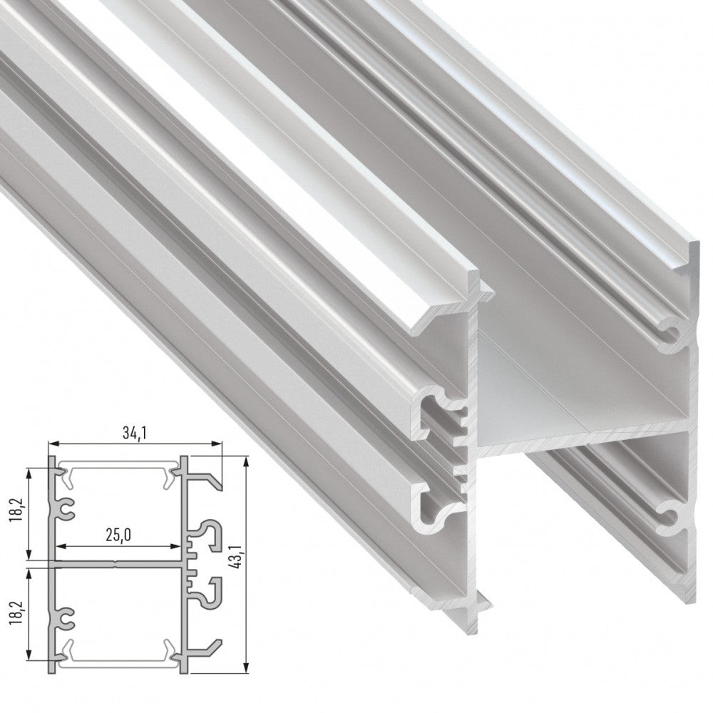 Profilo Alluminio Tipo DOPIO 2,02M Profilo Alluminio Tipo DOPIO 2,02M