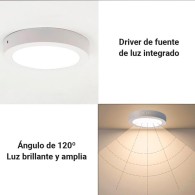 Plafoniera LED da superficie 100Lm/W 12W 1200Lm 4000ºK IP20