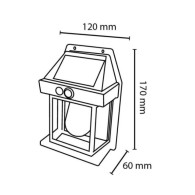 Lampada da parete solare IP44 3W 3000K 100Lm con sensore PIR -